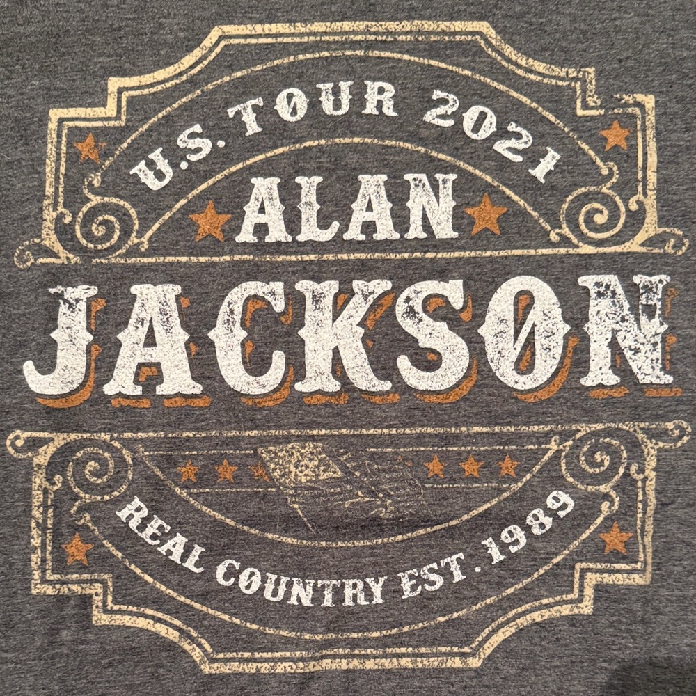 Alan JACKSON Gray Graphic Short Sleeve vintage band t-shirt country music
